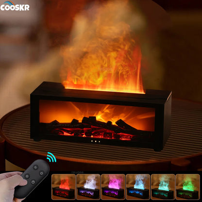 Air Humidifier & Essential Oil Diffuser – Home Aroma Humidifier with Flame Effect, LED Light, and Remote Control