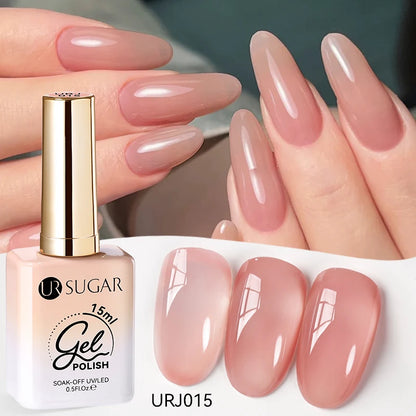 UR SUGAR 15ml Jelly Milky White Gel Polish – Translucent UV Soak Off Nail Art Varnish Semi-Permanent Fashion Nail Color