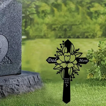 Metal Cemetery Memorial Cross – Elegant Grave Decoration for Dad & Loved Ones