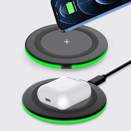 30W Wireless Charger Stand with LED Light - Fast-Charging Base for iPhone 8–17 Series, Samsung Galaxy S25/S26 and Xiaomi Devices