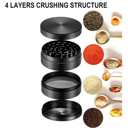2.5" (63mm) 4-Layer Metal Herb Grinder — Zinc Alloy Tobacco & Spice Crusher for Smoking Accessories