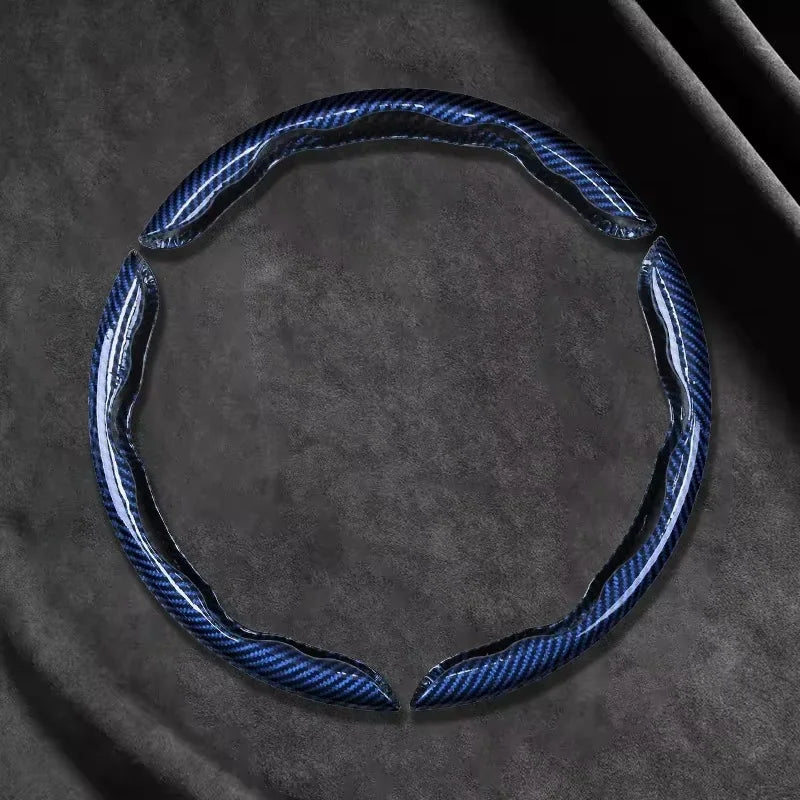 2/3PCS Universal Car Steering Wheel Cover — Laser Carbon Fiber, Silicone & 1K Microfiber Leather, Non-Slip PVC Booster