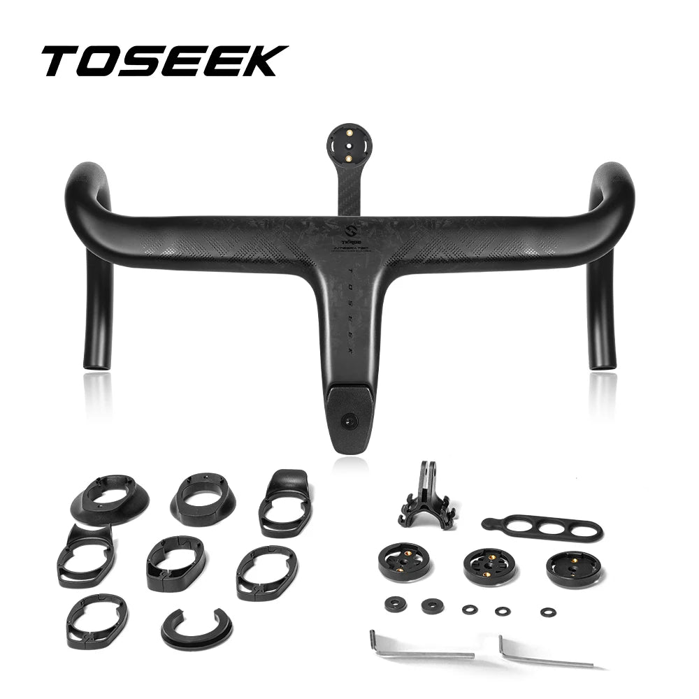 TOSEEK T700 Carbon Road Bike Handlebar - Integrated Di2 Carbon Fiber Drop Bar Bicycle Accessory