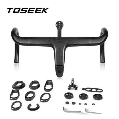 TOSEEK T700 Carbon Road Bike Handlebar - Integrated Di2 Carbon Fiber Drop Bar Bicycle Accessory