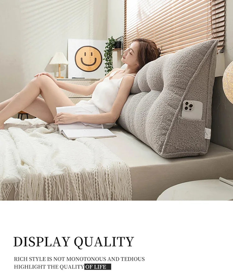 Large Triangular Headboard Wedge Pillow – Bed Rest Backrest Cushion with Removable Cover for Positioning Support