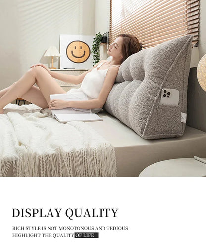 Large Triangular Headboard Wedge Pillow – Bed Rest Backrest Cushion with Removable Cover for Positioning Support