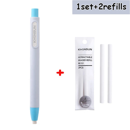 Retractable Pencil Eraser — Rubber Eraser for Writing Correction, School & Office Supplies