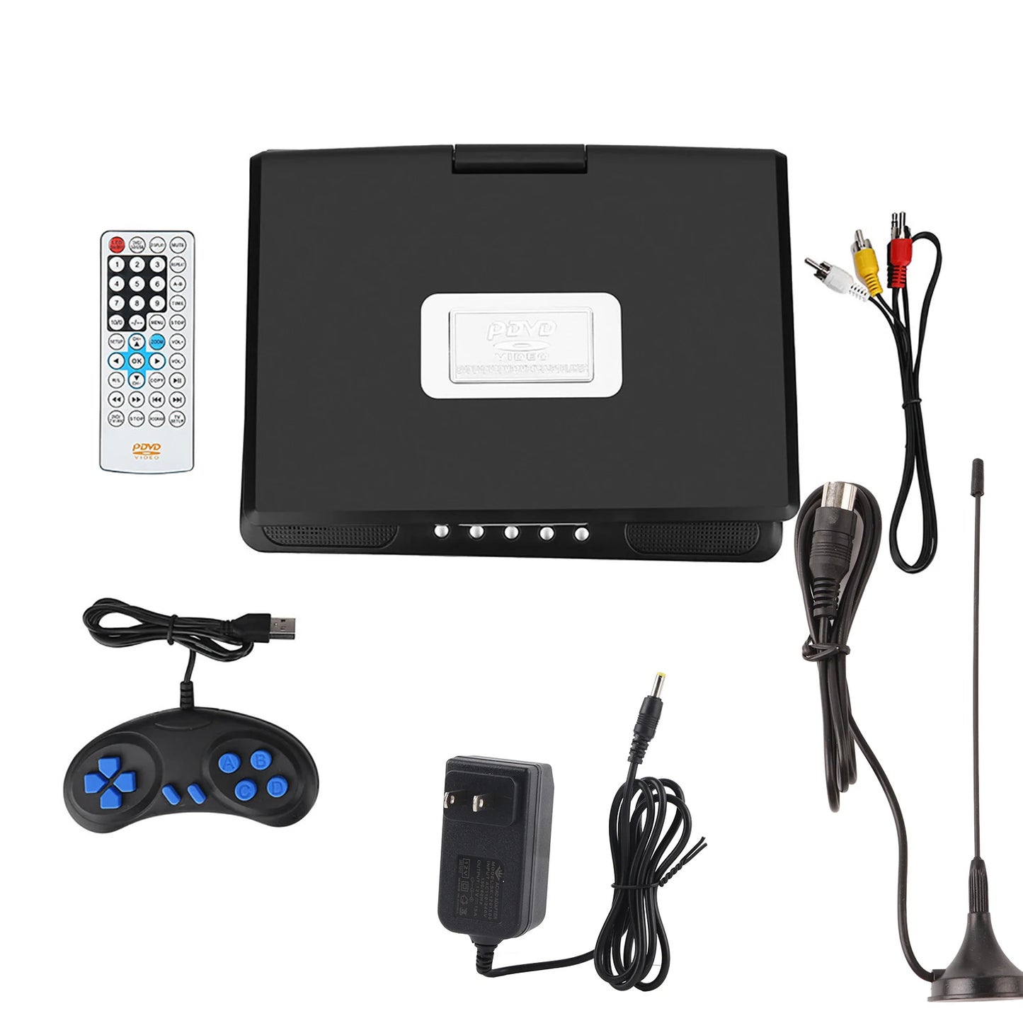 9 Inch Portable DVD Player - HD LCD Screen Media Player with Game Support, TV Function and FM Radio