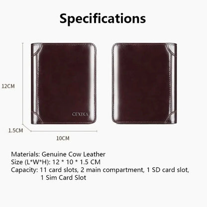 Men’s Genuine Leather RFID Blocking Trifold Wallet – Short Business Wallet with ID Window & Credit Card Holder Slim Men’s Purse