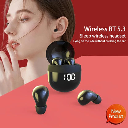 SK18 Mini Invisible Bluetooth 5.3 Headphones - Bass Sleep Earphones with HD Microphone & Noise Cancellation