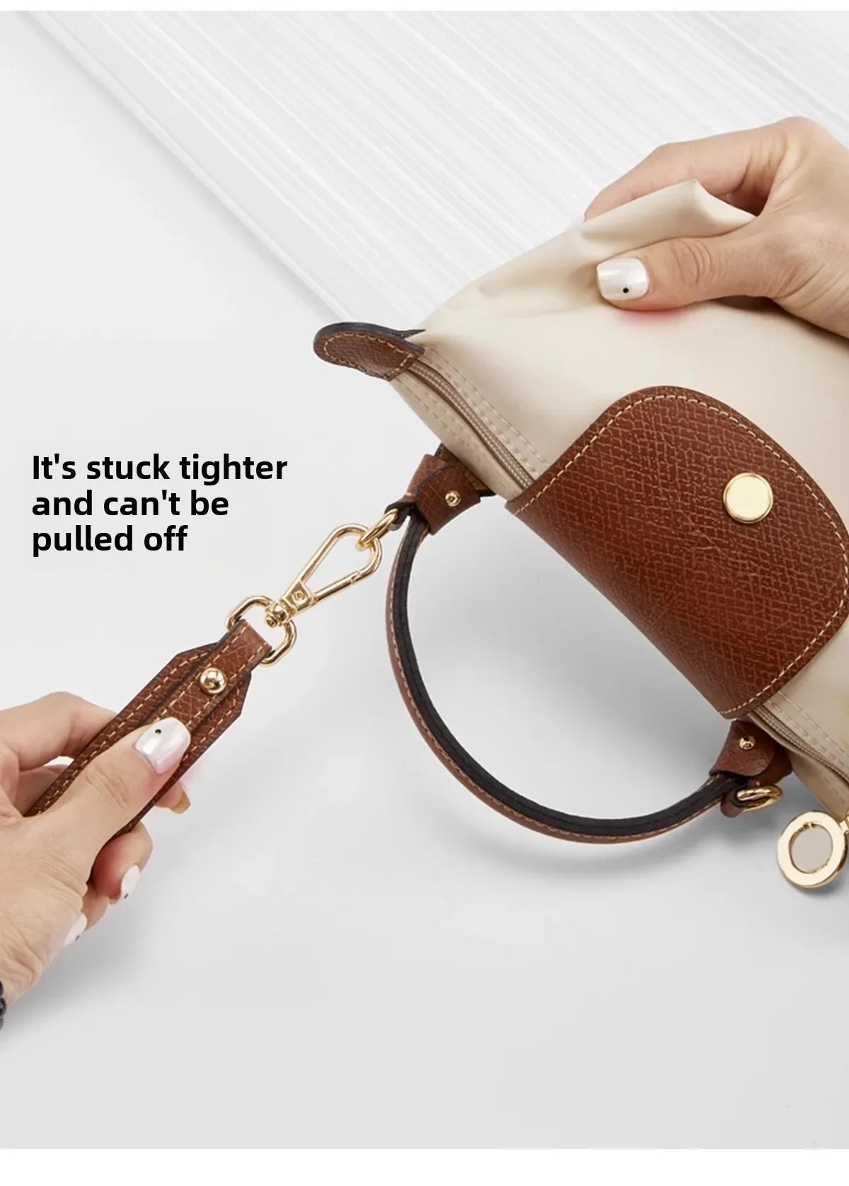 Leather Replacement Crossbody Bag Strap for Longchamp Mini — Earthy Color Shoulder Strap, No Punching Needed