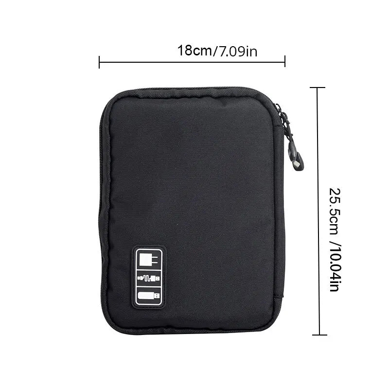 Black & Green Portable Storage Bag – Waterproof Electronic Accessory Organizer for USB Cables, Chargers & Travel