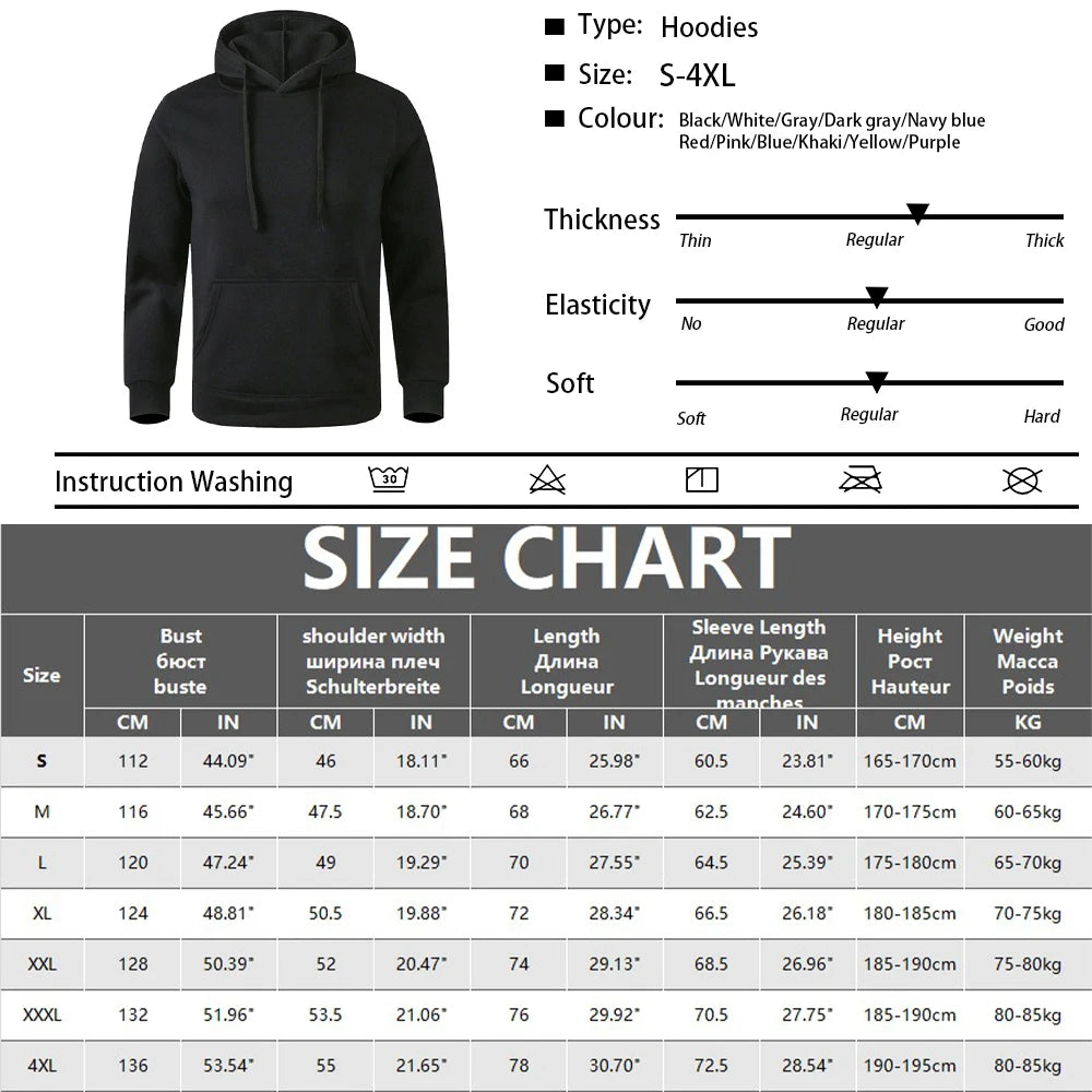 Unisex Warm Sweatshirt — Casual Solid Color Streetwear Pullover with Pocket, Sport & Fitness Hoodie in Multiple Colors