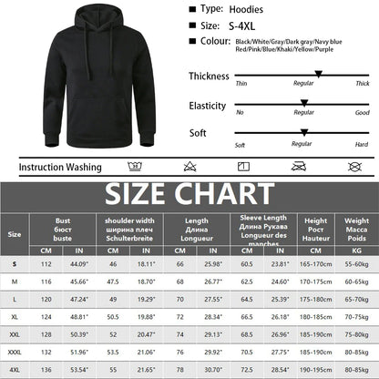 Unisex Warm Sweatshirt — Casual Solid Color Streetwear Pullover with Pocket, Sport & Fitness Hoodie in Multiple Colors