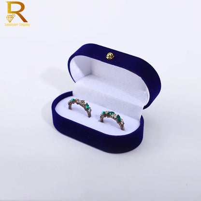 Velvet Jewelry Ring Box — Double Ring Organizer Trinket Box for Wedding & Gift