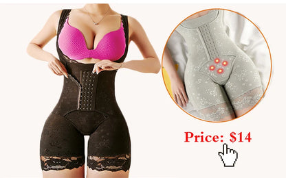 GUUDIA Ribbed Tummy Control Jumpsuit – Light Compression Daily Shaper Bodysuit with Open Crotch Shapewear Design