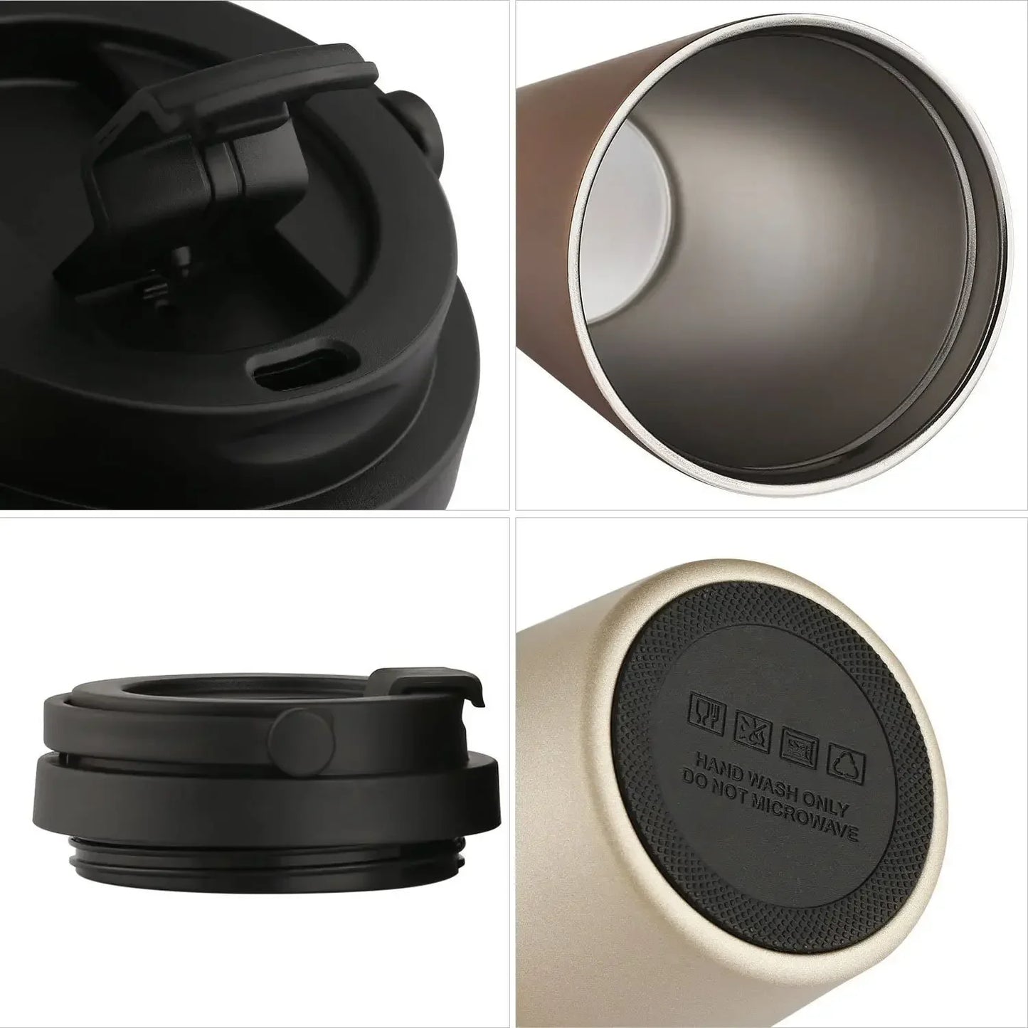 500ml Insulated Travel Coffee Cup – Double Wall Leak-Proof Thermos Mug, Vacuum Stainless Steel Tea Tumbler with Lid and Handle