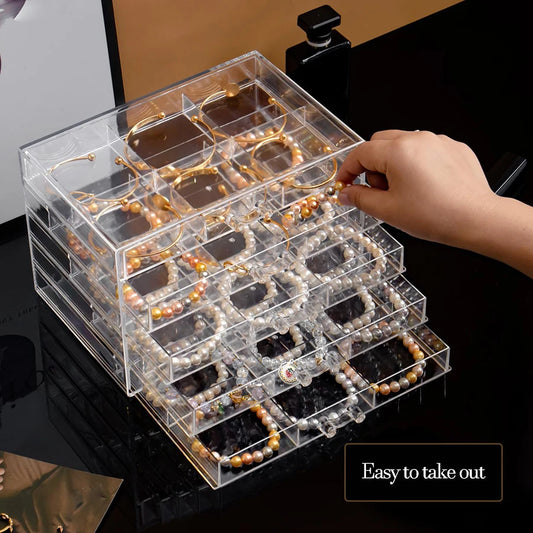DIY Jewelry Storage Case – 30-Grid Large Earring & Bracelet Organizer with 5 Stackable Drawers