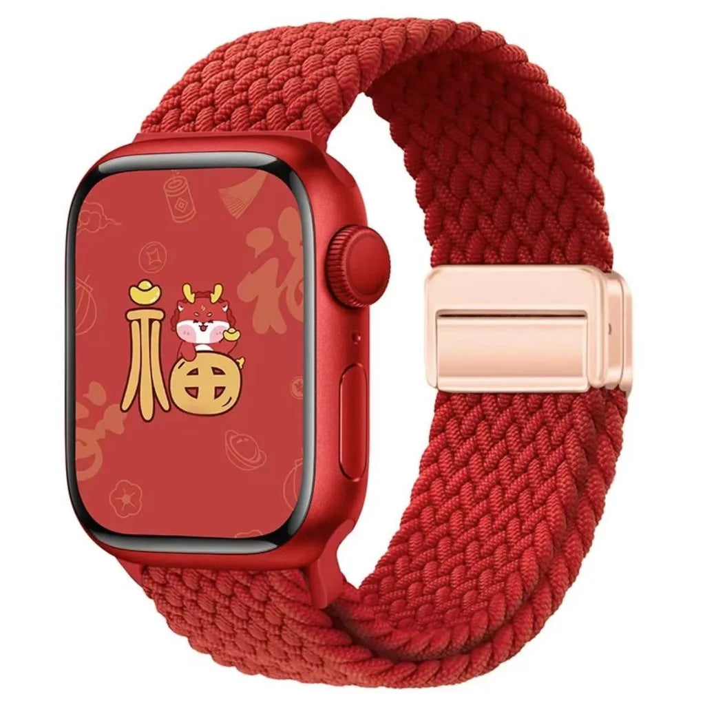 Nylon Braided Watch Band for Apple Watch – Compatible with Series SE, 3–10 & Ultra (38–49mm Adjustable Sport Strap)