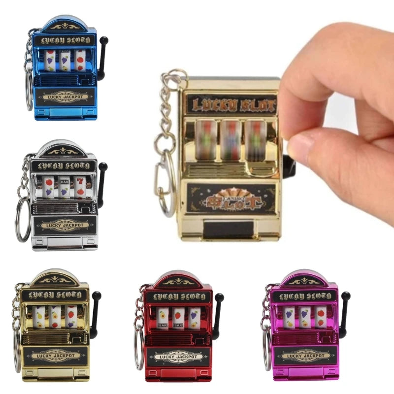 Fruit Slot Machine Keychain – Lucky Charm Mini Casino Pendant Bag Charm, Novelty Gift for Kids & Adults