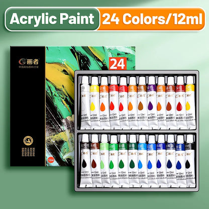 Vibrant Acrylic Paint Set – 12/18/24/36 Colors (12ml) for Paper, Wood, Canvas, Rock, Ceramic, Clothes & DIY Art