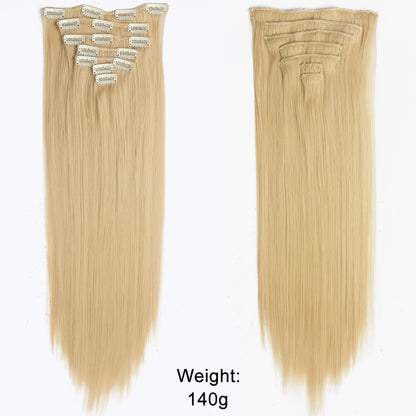 Women’s 7Pcs Hair Extensions with 16 Clips – Natural Black Straight Ombre Hairpiece