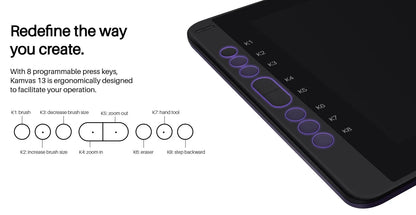 Huion Kamvas 13 Graphics Tablet — AG Glass Pen Display with 8192-Level Battery-Free Stylus for Android, Windows & MacOS