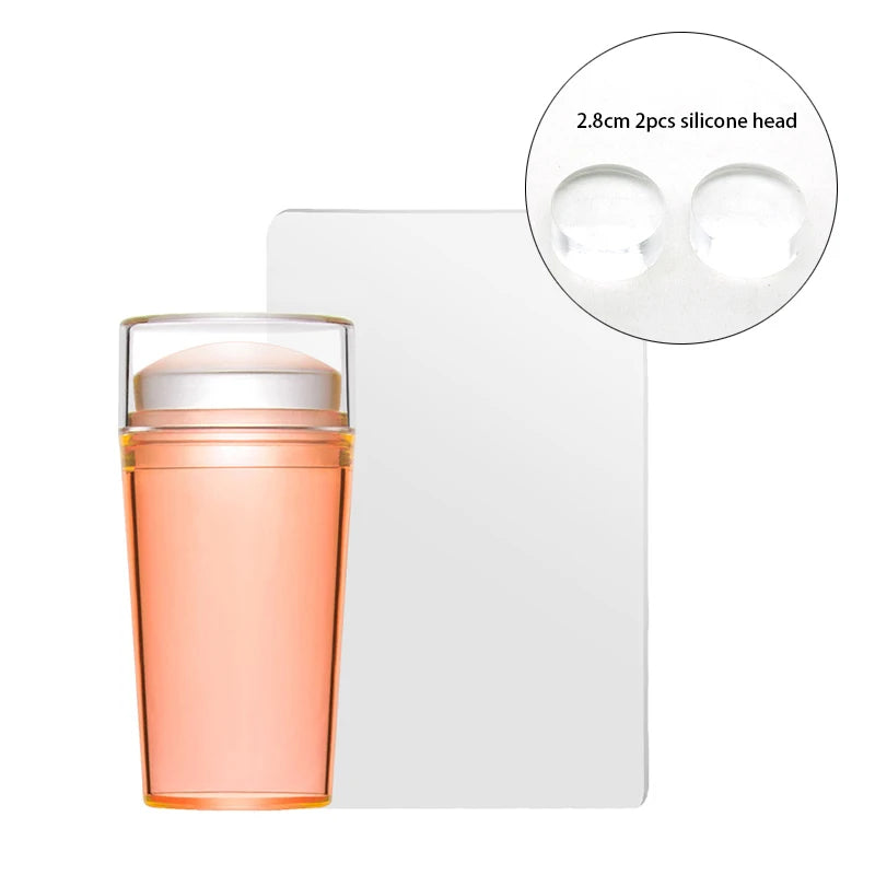 Clear Jelly Nail Stamper Set - Silicone Nail Art Stamp Tool with Scraper for Manicure Designs