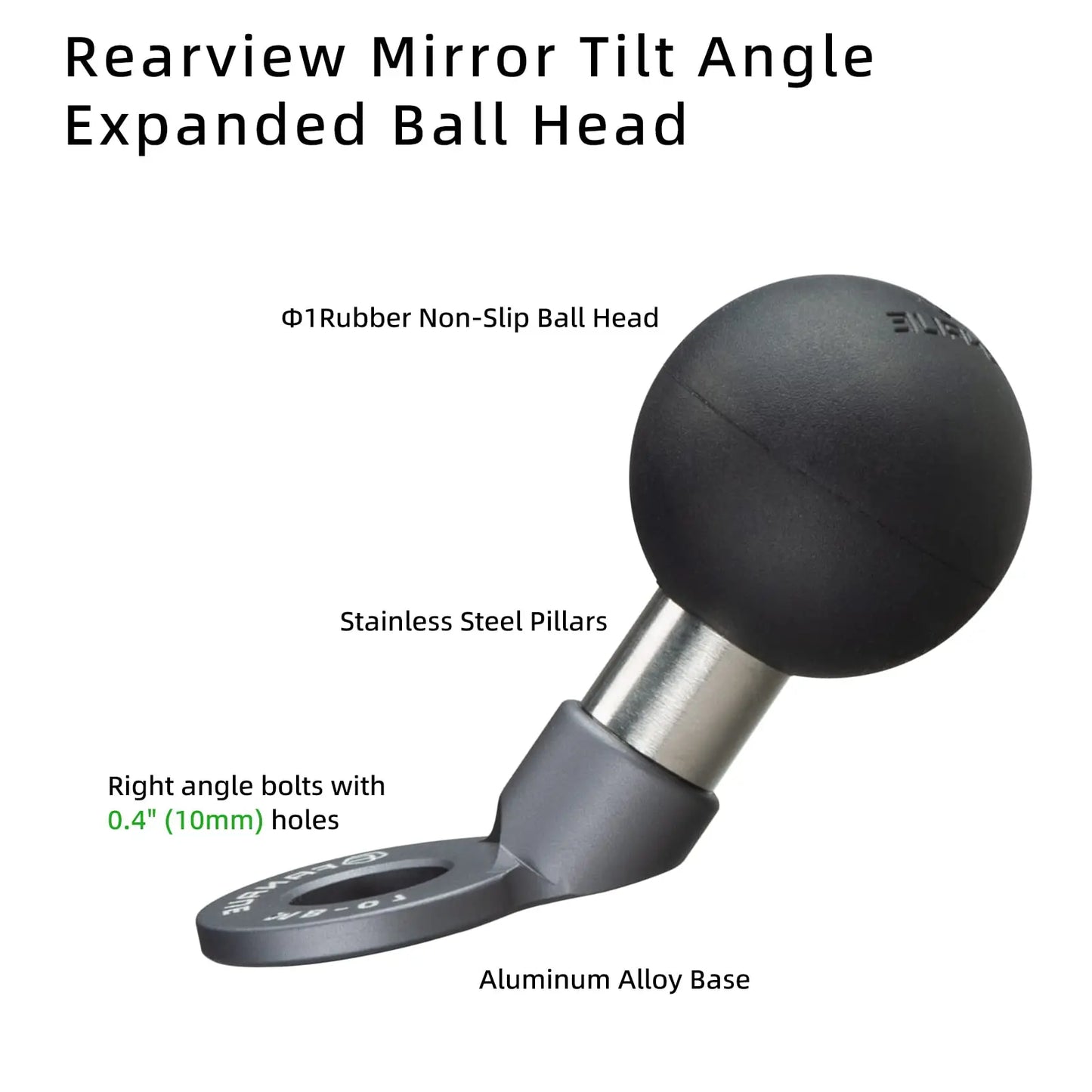 FANAUE 1'' Ball Mount Base: Aluminum Alloy Rearview Mirror Holder for Bike/Motorcycle - 1 Inch Ball Socket Angled Bolt Head Adapter