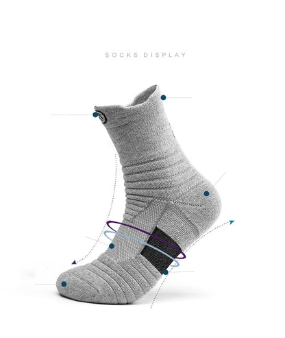 1/3 Pairs Men’s Compression Socks – Breathable Sports, Basketball, Cycling, and Running High Elastic Towel Tube Socks