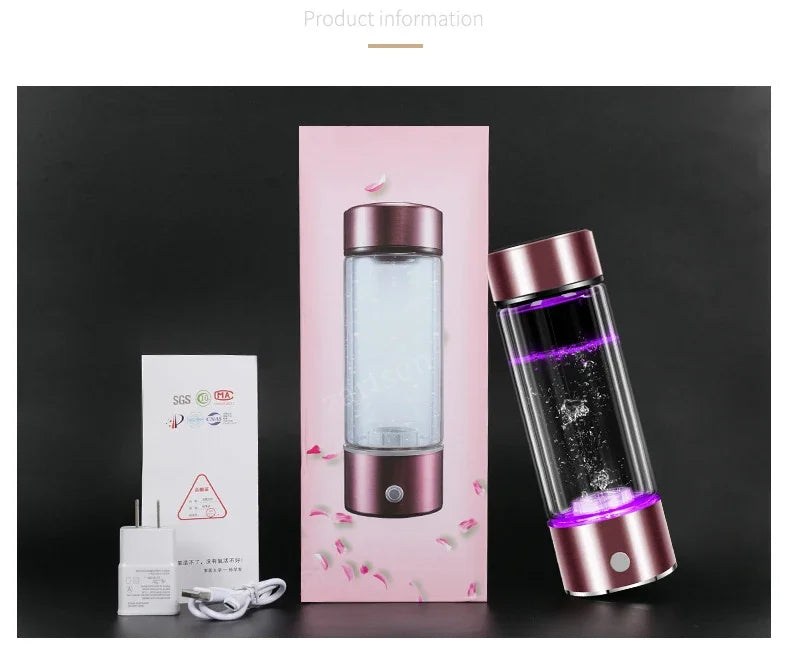 SPE/PEM Portable Hydrogen Water Generator – Alkaline Ionizer Bottle for Pure H2 Rich Electrolyzed Drinking Water