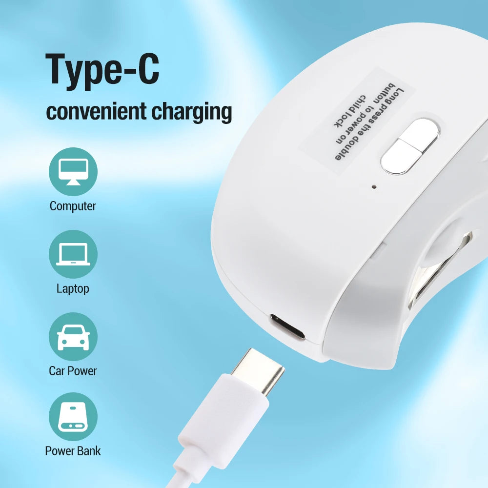 Rechargeable Electric Nail Clipper & Trimmer for Baby and Adult - Grinding, Polishing, and Automatic Manicure with LED Light