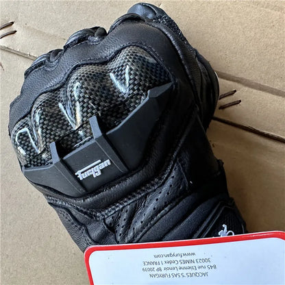 Motorcycle Gloves AFS6 AFS10 AFS18 - Leather Windproof Motocross Mittens with Touch Screen, Men's Protective Motorbike Gloves
