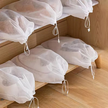 50pcs Breathable Dustproof Storage Bags – Non-Woven Drawstring Clear Shoe Covers & Travel Pouches for Protection & Organization