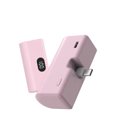 5000mAh Portable Power Bank - Lightweight Built-In Foldable Type-C Charger for All USB-C Devices