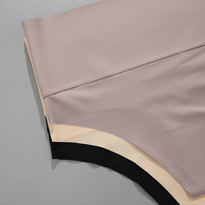 4PCS Seamless Ice Silk Panties Set for Women – Low Waist G-String, Soft Ultra-Thin Sexy Underwear Briefs