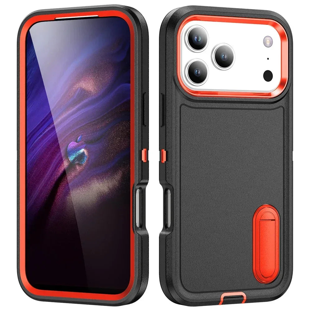 Heavy Duty Armor Phone Case for iPhone – Shockproof Stand Cover with Kickstand for iPhone 11 to 17 Series