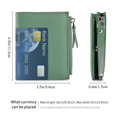 Women’s Genuine Leather Slim Wallet — RFID Blocking Bi-Fold with Card Holder & Coin Pocket