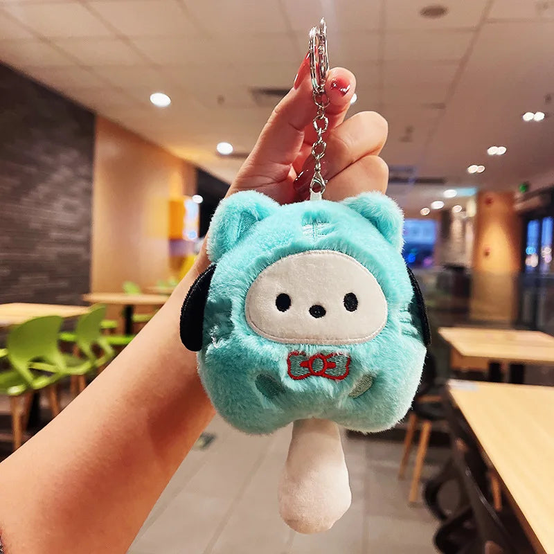 Sanrio Plush Doll Keychain Set – Melody, Cinnamoroll & Pochacco Cute Bag Pendant Gifts for Kids