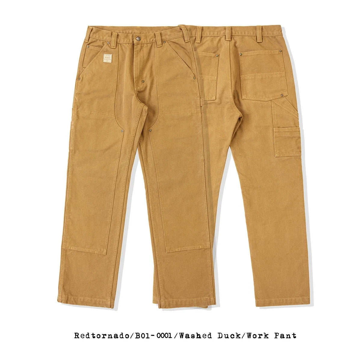Red Tornado 14oz Duck Work Pants - Double Front Carpenter Dungaree Trousers for Men