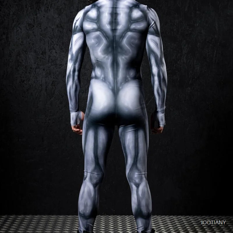 Mechanical Muscle Zentai Bodysuit — Men’s Halloween Punk Cosplay & Carnival Costume 2025