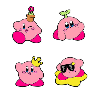 Kirby Pink Enamel Pins - Cute Anime Game Character Metal Brooch Badge Set for Friends & Collectors