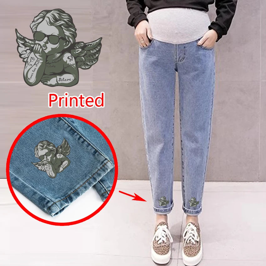 Maternity Boyfriend Jeans – High Waist Loose Denim Pants for Pregnant Women