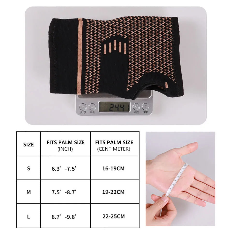 Copper Fiber Wrist Brace — Elastic Sport Bandage Wristband for Hand Support, Gym, Tennis, Fitness, and Powerlifting