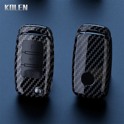 ABS Carbon Fiber Car Key Case Cover for VW, SEAT & Skoda – Fits Polo, Golf, Passat, Beetle, Tiguan, Leon, Altea, Octavia, Kodiaq