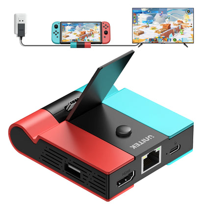 Unitek Game Dock for Nintendo Switch OLED — 45W PD Charging, LAN Gigabit Ethernet & 4K HDMI Gaming Docking Station for TV