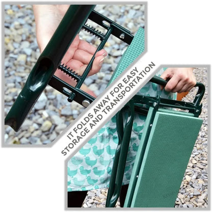 Foldable Garden Kneeling Stool & Tool Kit – Portable Gardening Seat & Kneeling Pad for Outdoor Planting