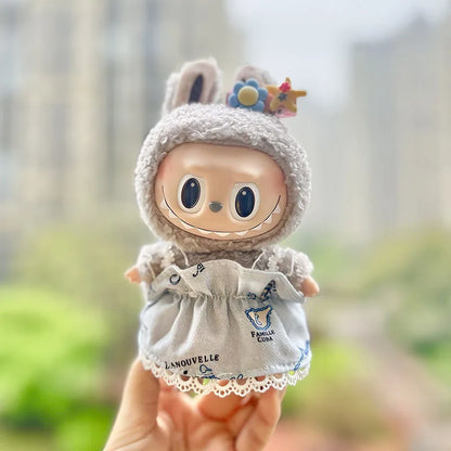 17cm Mini Plush Doll Clothes Set – Kpop EXO Labubu Idol Doll Shark Onesie & Accessories, DIY Girl Gift