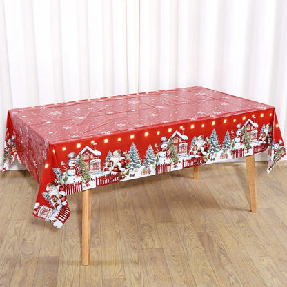 Christmas Santa Claus Tablecloth - Holiday Dining Table Cover Decor for Home, Navidad Noel & New Year Celebrations 2025