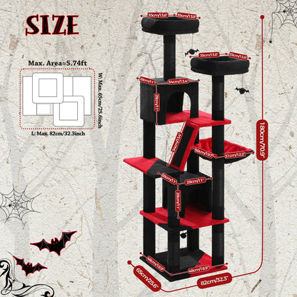 Large Cat Tree Tower – Multi-Level Plush Indoor Cat Condo with Scratching Posts, Boards, Perches & Caves